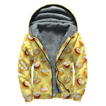 Crazy Emoji Pattern Print Sherpa Lined Zip Up Hoodie