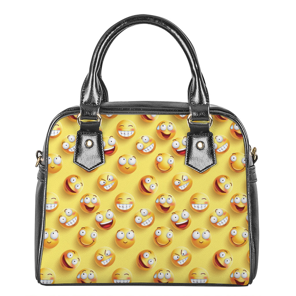 Crazy Emoji Pattern Print Shoulder Handbag