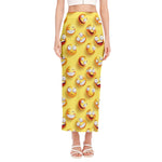 Crazy Emoji Pattern Print Side Slit Maxi Skirt