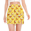 Crazy Emoji Pattern Print Side Slit Mini Skirt