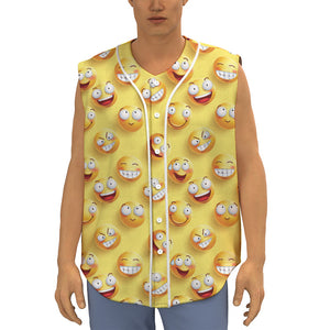 Crazy Emoji Pattern Print Sleeveless Baseball Jersey