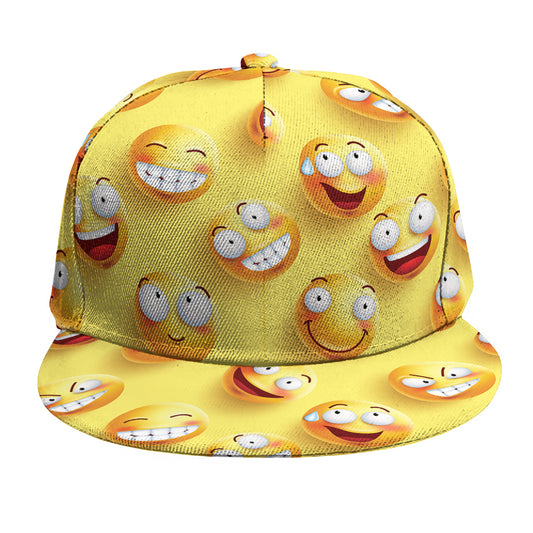 Crazy Emoji Pattern Print Snapback Cap