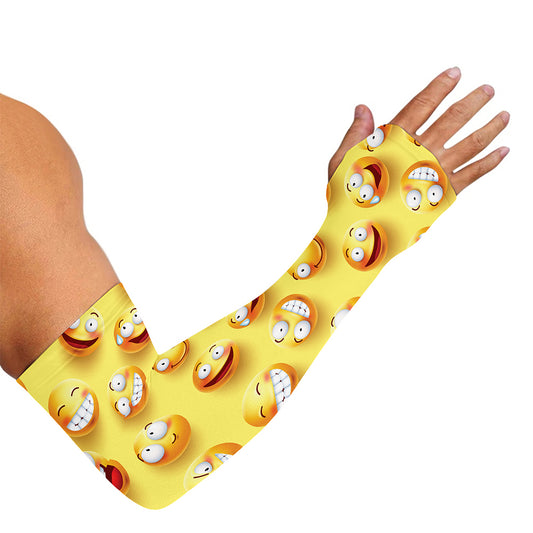 Crazy Emoji Pattern Print Sun Protection Arm Sleeves