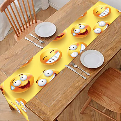 Crazy Emoji Pattern Print Table Runner