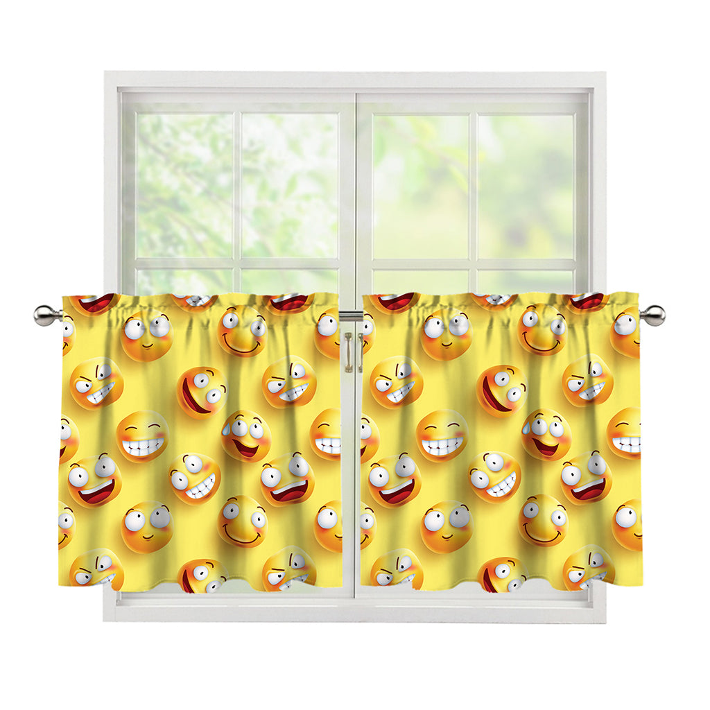 Crazy Emoji Pattern Print Tier Curtains
