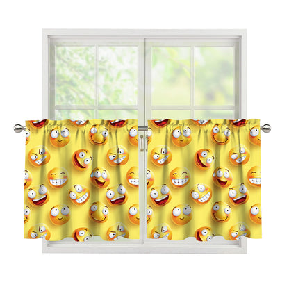 Crazy Emoji Pattern Print Tier Curtains