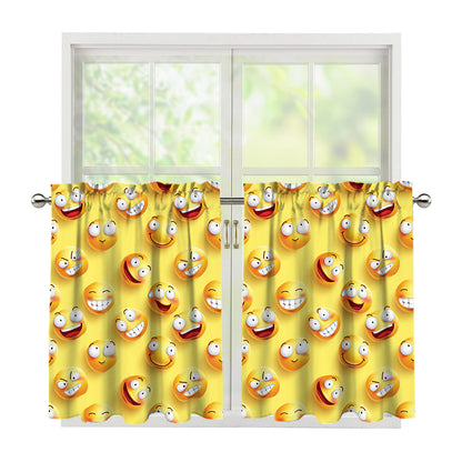 Crazy Emoji Pattern Print Tier Curtains