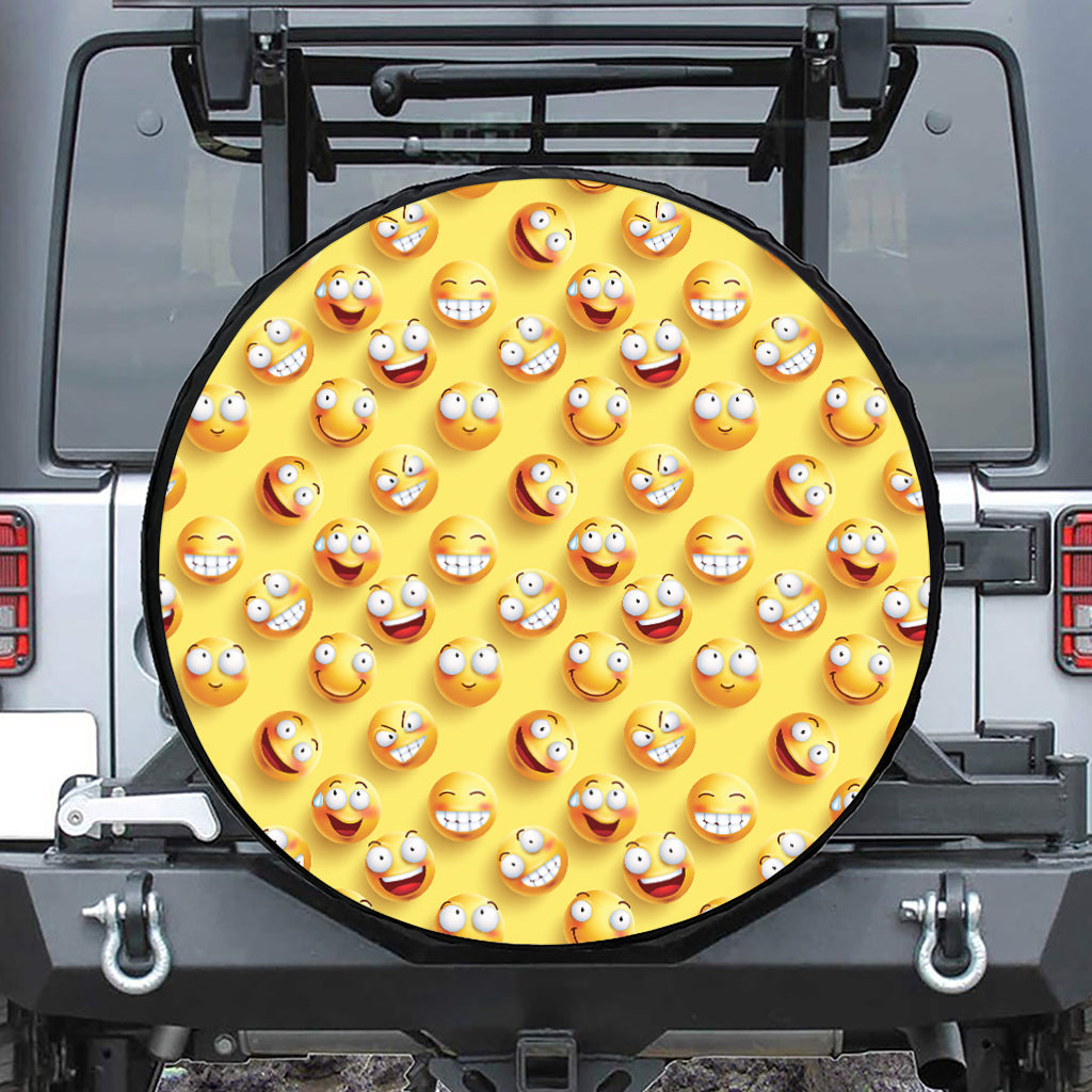 Crazy Emoji Pattern Print Tire Cover