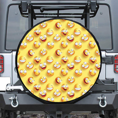 Crazy Emoji Pattern Print Tire Cover