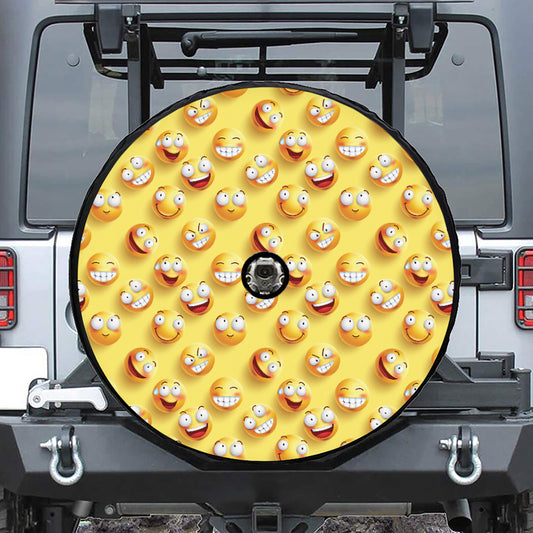Crazy Emoji Pattern Print Tire Cover With Camera Hole