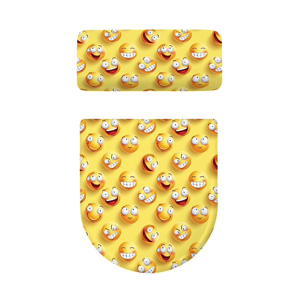 Crazy Emoji Pattern Print Toilet Lid And Tank Cover Set