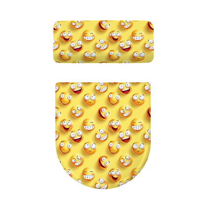 Crazy Emoji Pattern Print Toilet Lid And Tank Cover Set