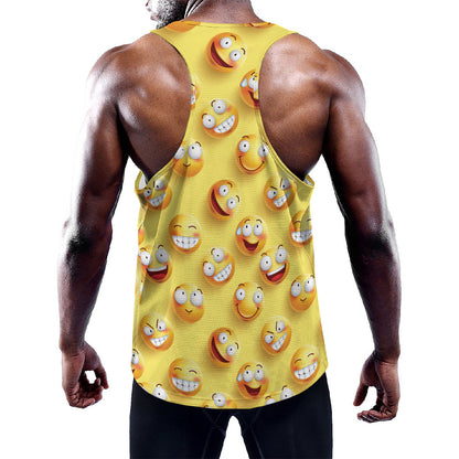 Crazy Emoji Pattern Print Training Tank Top