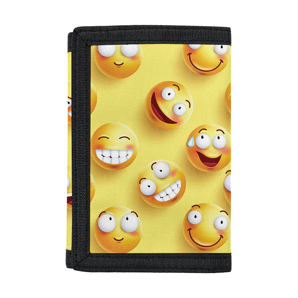 Crazy Emoji Pattern Print Trifold Wallet
