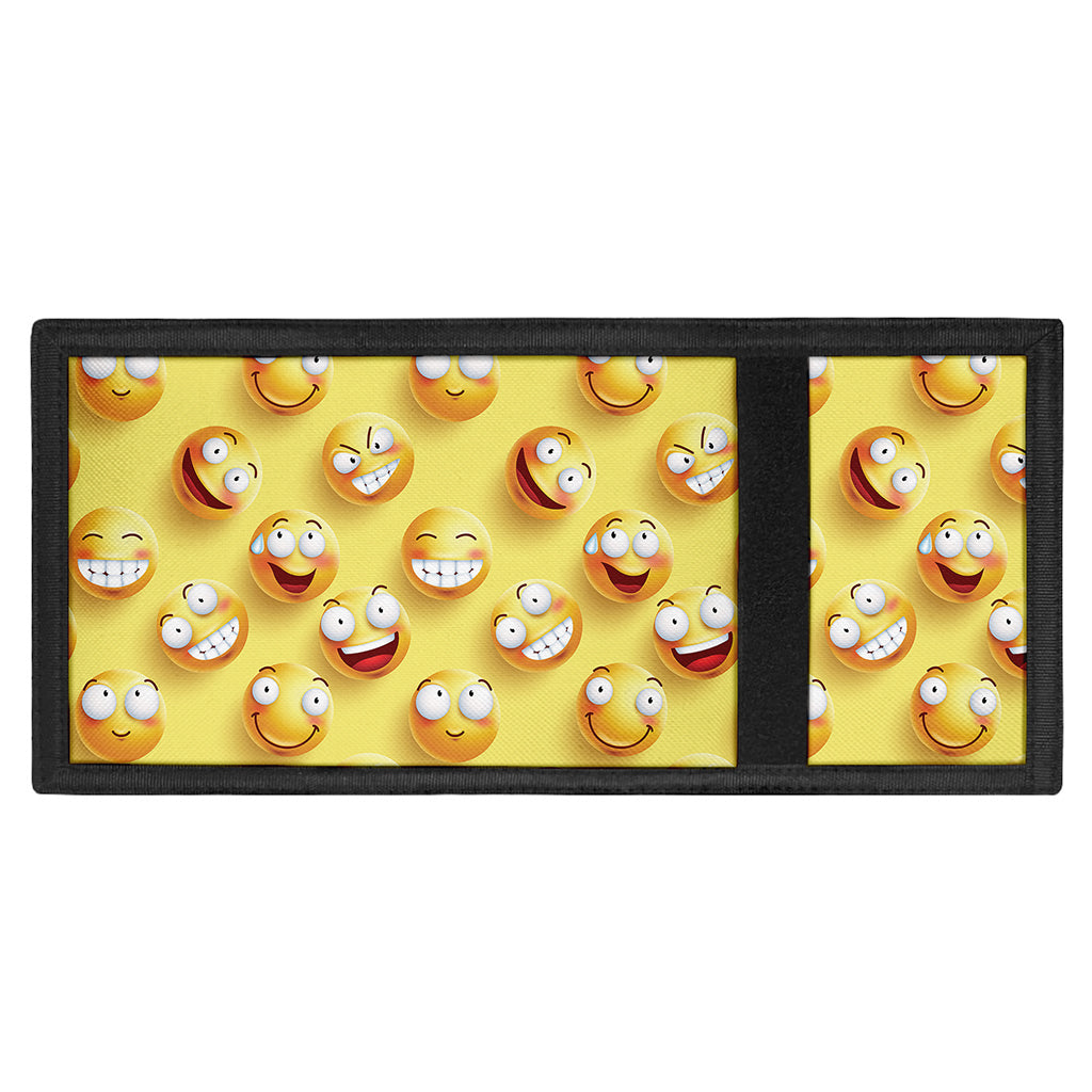 Crazy Emoji Pattern Print Trifold Wallet