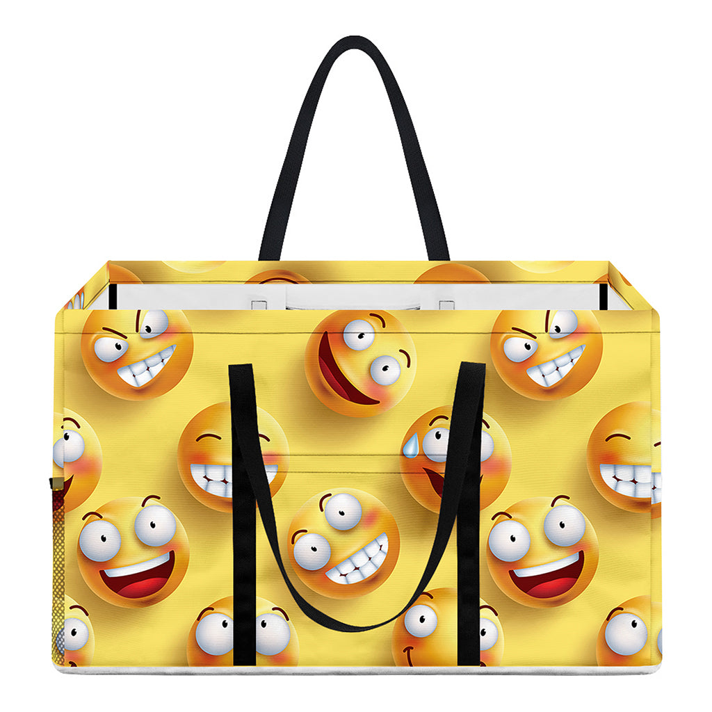 Crazy Emoji Pattern Print Utility Tote Bag