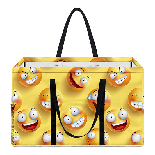 Crazy Emoji Pattern Print Utility Tote Bag