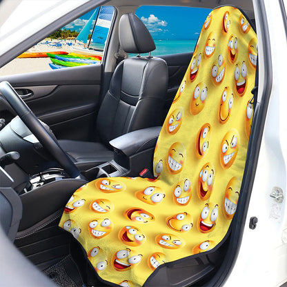 Crazy Emoji Pattern Print Waterproof Car Seat Cover