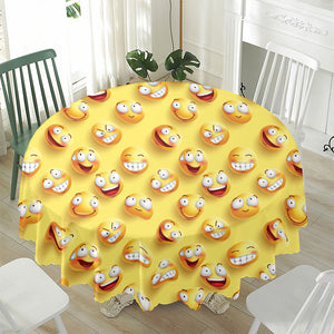 Crazy Emoji Pattern Print Waterproof Round Tablecloth