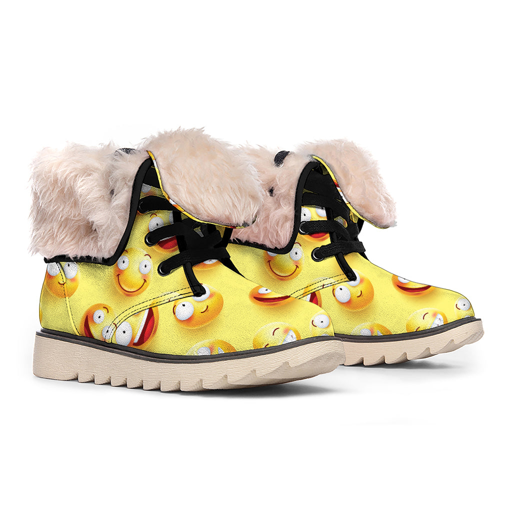 Crazy Emoji Pattern Print Winter Boots