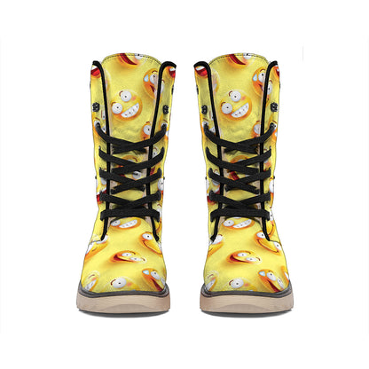 Crazy Emoji Pattern Print Winter Boots