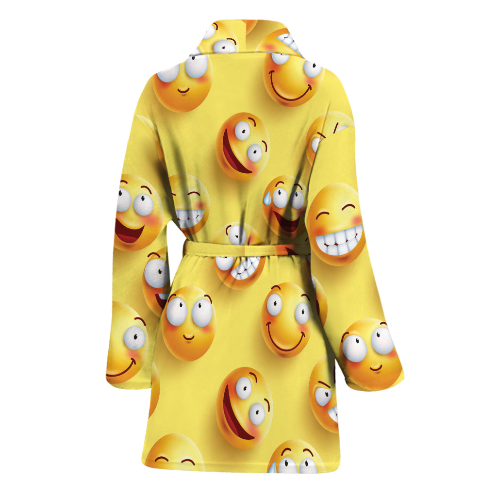 Crazy Emoji Pattern Print Women's Bathrobe