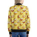 Crazy Emoji Pattern Print Women's Bomber Jacket