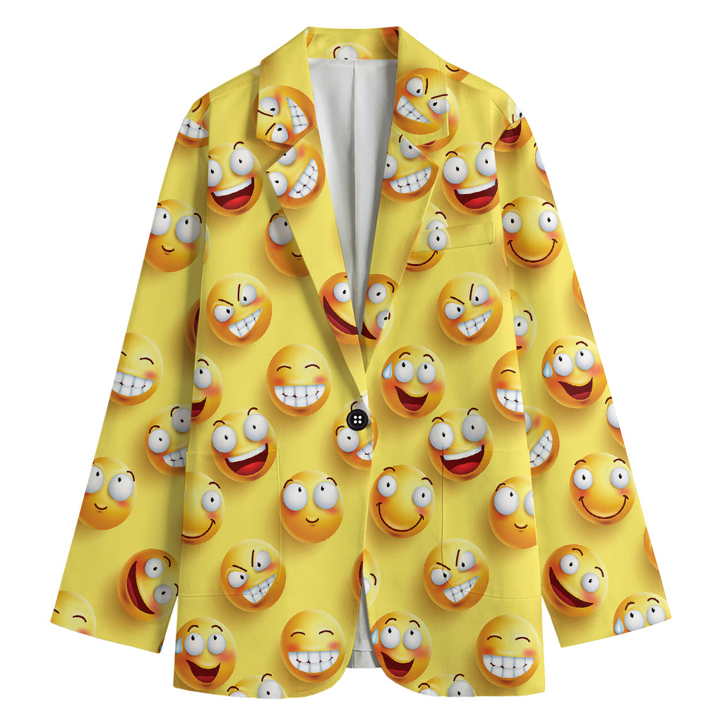 Crazy Emoji Pattern Print Women's Cotton Blazer