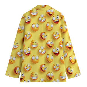 Crazy Emoji Pattern Print Women's Cotton Blazer