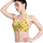 Crazy Emoji Pattern Print Women's Sports Bra