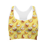 Crazy Emoji Pattern Print Women's Sports Bra