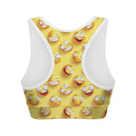 Crazy Emoji Pattern Print Women's Sports Bra