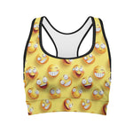 Crazy Emoji Pattern Print Women's Sports Bra
