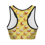 Crazy Emoji Pattern Print Women's Sports Bra