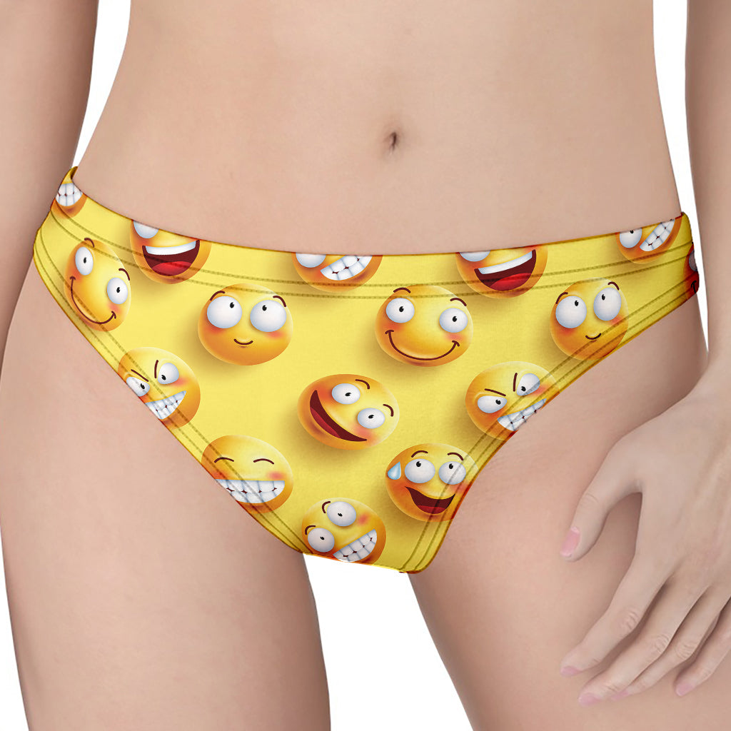 Crazy Emoji Pattern Print Women's Thong