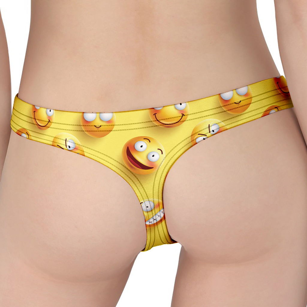 Crazy Emoji Pattern Print Women's Thong