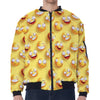 Crazy Emoji Pattern Print Zip Sleeve Bomber Jacket