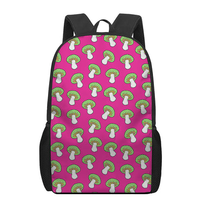 Crazy Mushroom Pattern Print 17 Inch Backpack