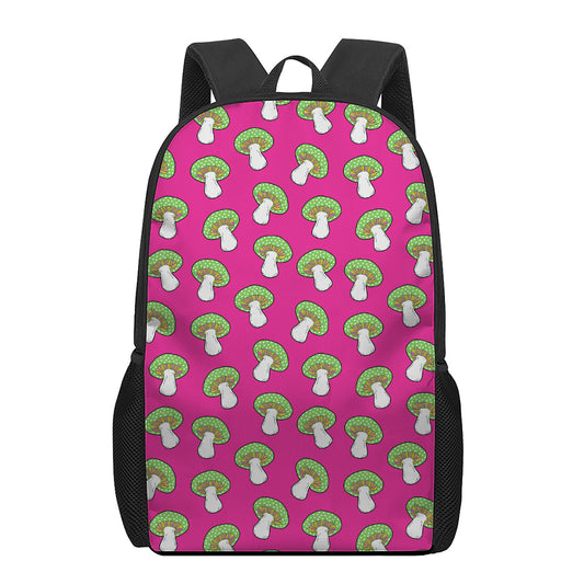Crazy Mushroom Pattern Print 17 Inch Backpack