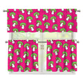 Crazy Mushroom Pattern Print 3 Piece Kitchen Curtains