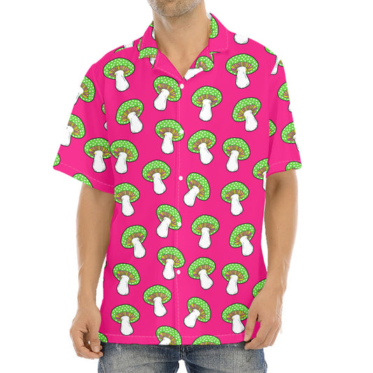 Crazy Mushroom Pattern Print Aloha Shirt