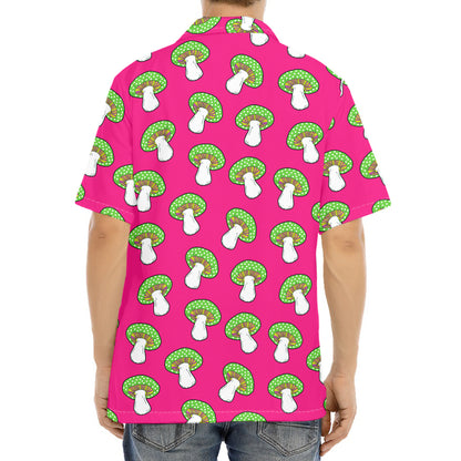 Crazy Mushroom Pattern Print Aloha Shirt