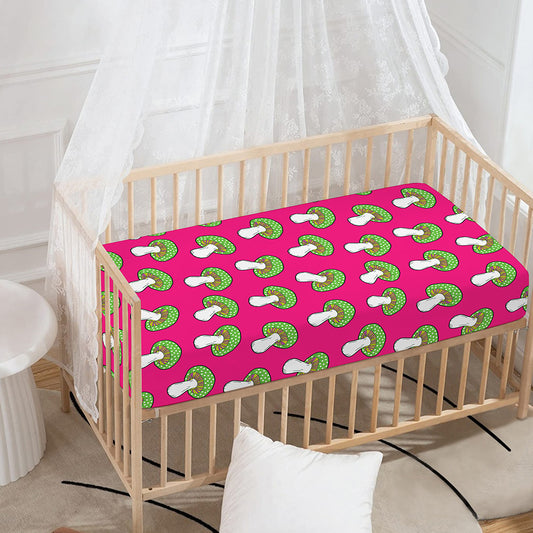 Crazy Mushroom Pattern Print Baby Crib Sheet