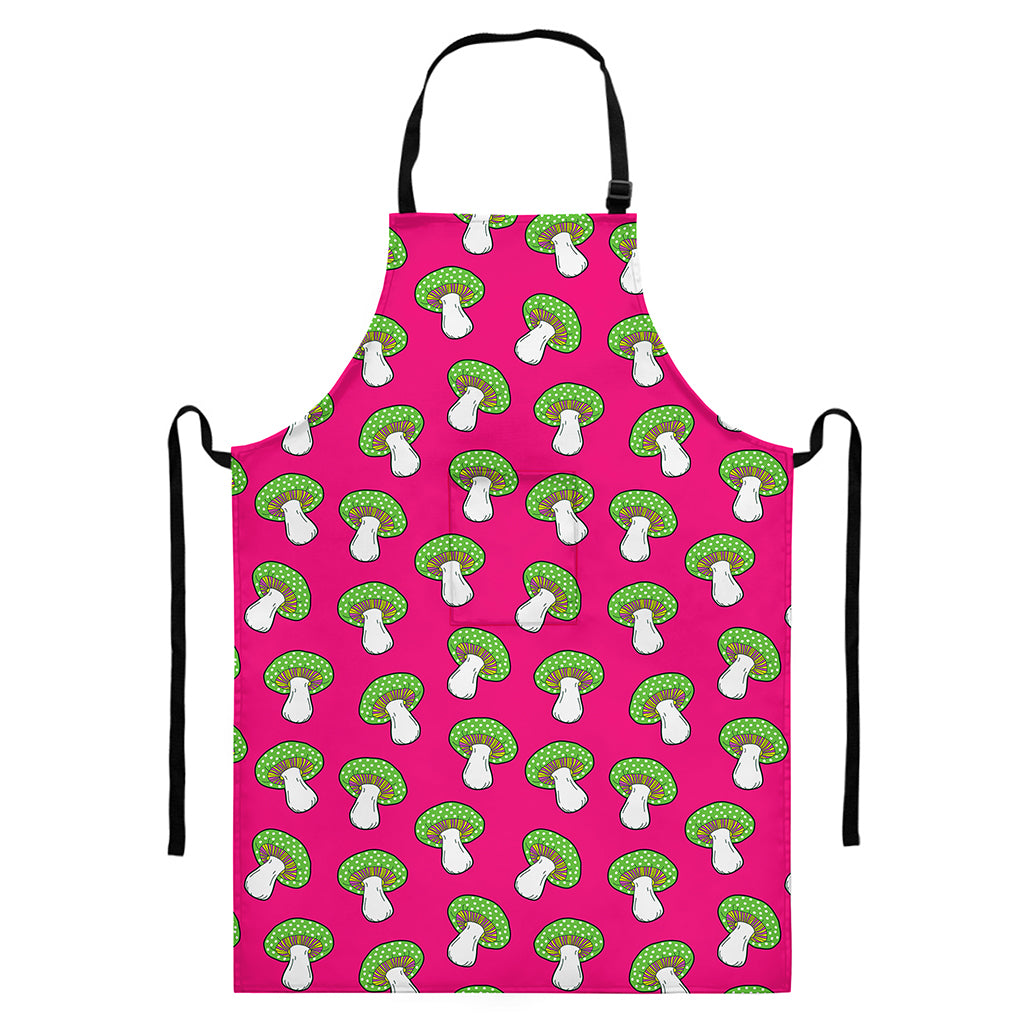 Crazy Mushroom Pattern Print Bib Apron With Pocket