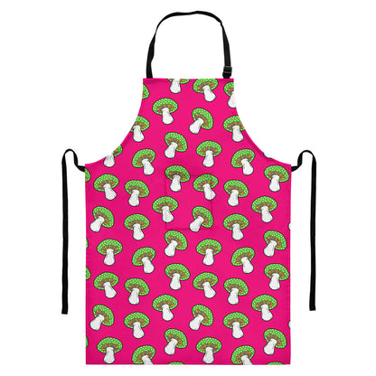 Crazy Mushroom Pattern Print Bib Apron With Pocket