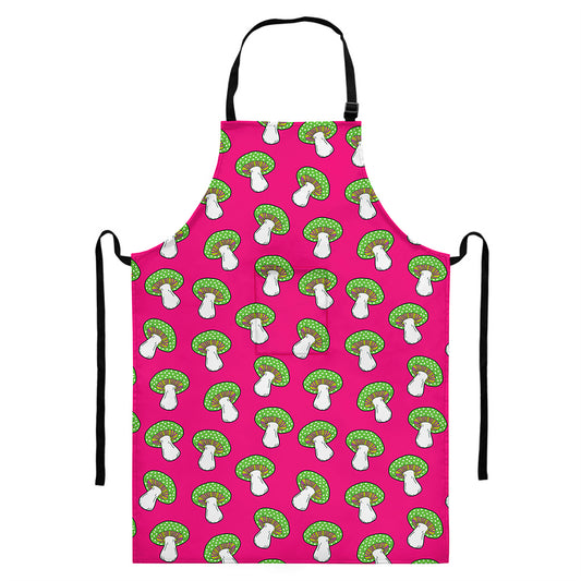 Crazy Mushroom Pattern Print Bib Apron With Pocket