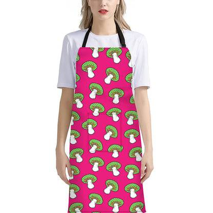 Crazy Mushroom Pattern Print Bib Apron With Pocket