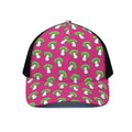 Crazy Mushroom Pattern Print Black Mesh Trucker Hat