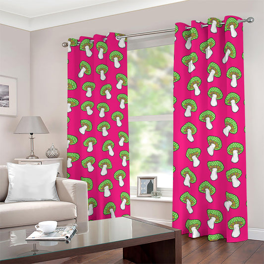 Crazy Mushroom Pattern Print Blackout Grommet Curtains