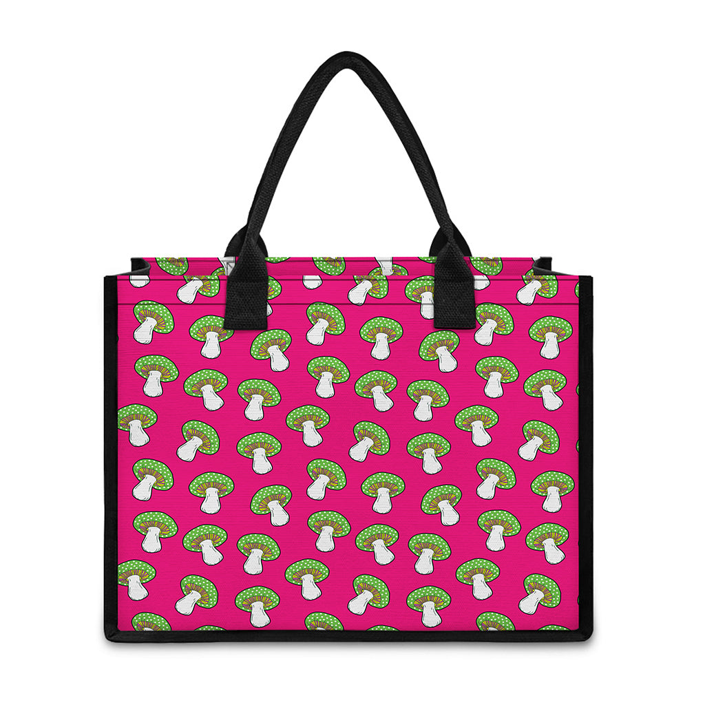 Crazy Mushroom Pattern Print Canvas Tote Bag